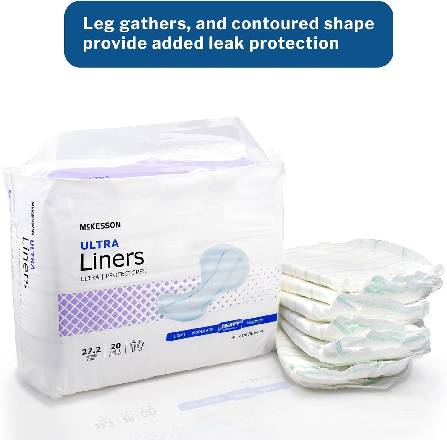 McKesson Incontinence Pads for Adult Women and Men [Pack of 80] Bladder Control and Postpartum Liners, Heavy Absorbency