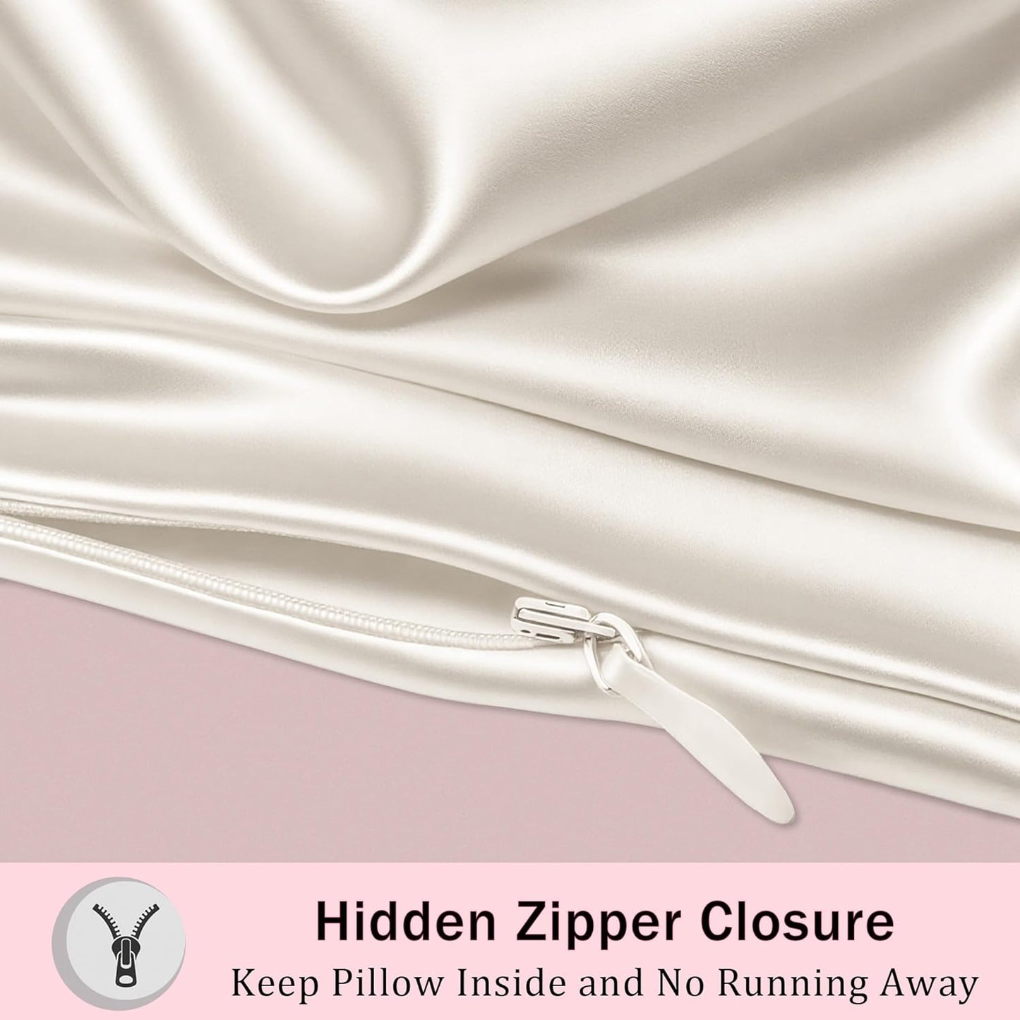 Mulberry Silk Body Pillow Pillowcase with Zipper, Ultra Smooth Soft Breathable Cooling Pillow Cases for Hot Sleepers, Silk Satin Body Pillow Cover for Hair and Skin (Ivory, 20×54 Inches, 1 Pack)