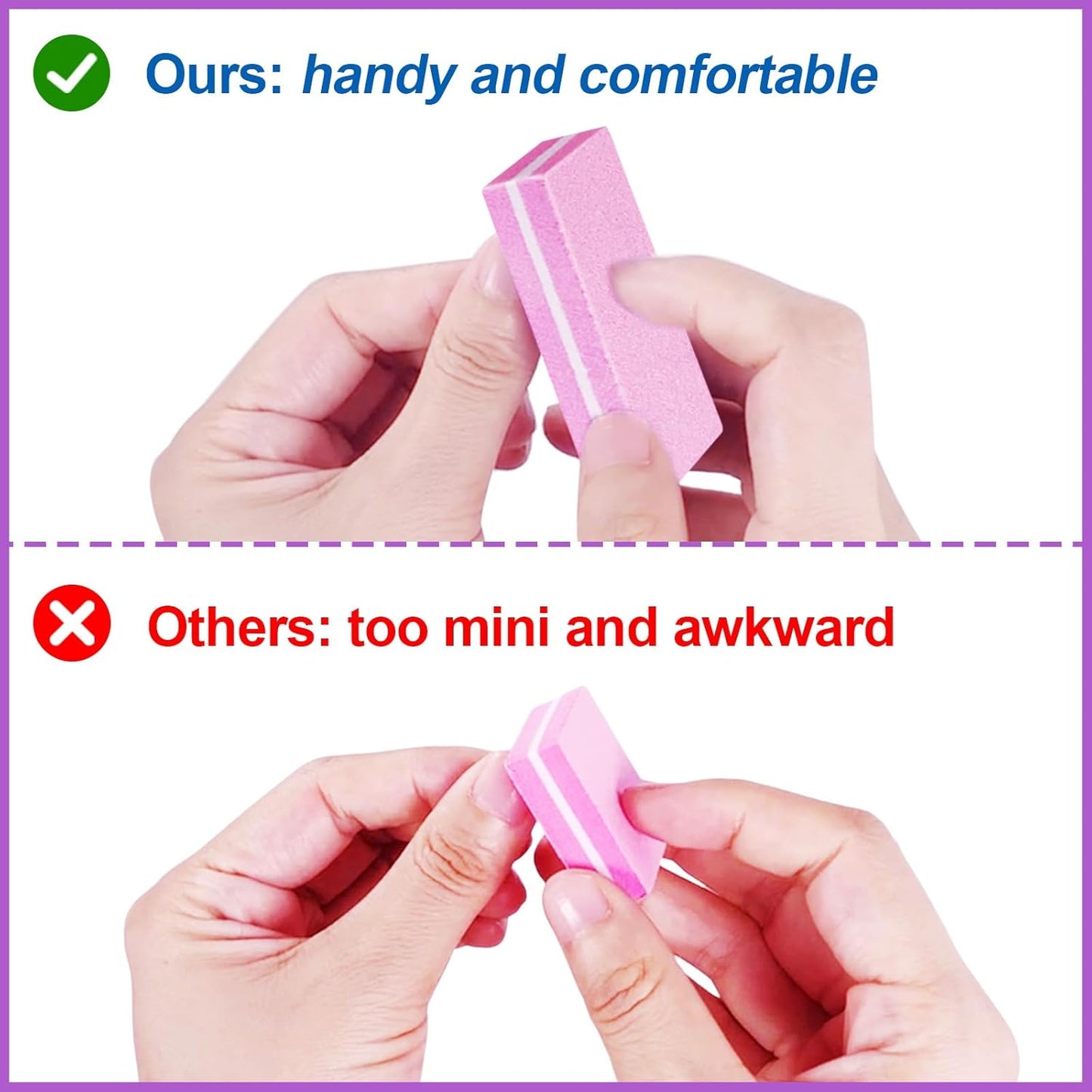 Nail Buffers (60 Pack), Buffer Block Nail File for Acrylic Nails and Natural Nails, 100/180 Grit Small Nail Buffer Block Bulk Buffing Blocks for Nail Buff Professional Manicure File Blocks Set Pink