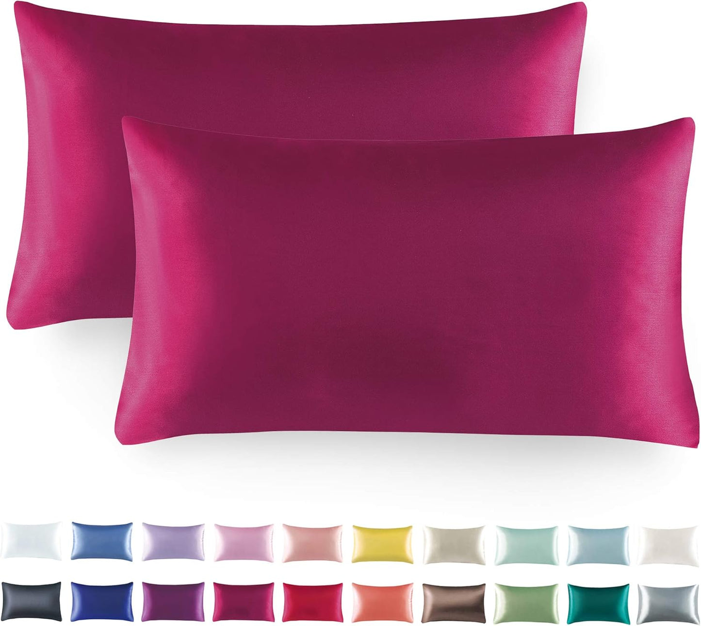 Tyfitb Satin Pillowcase for Hair and Skin, Wine Red Pillowcases Set of 2, Cooling Pillow Cases Queen Size(20×30 Inches), Soft Luxury Satin Pillowcase with Envelope Closure