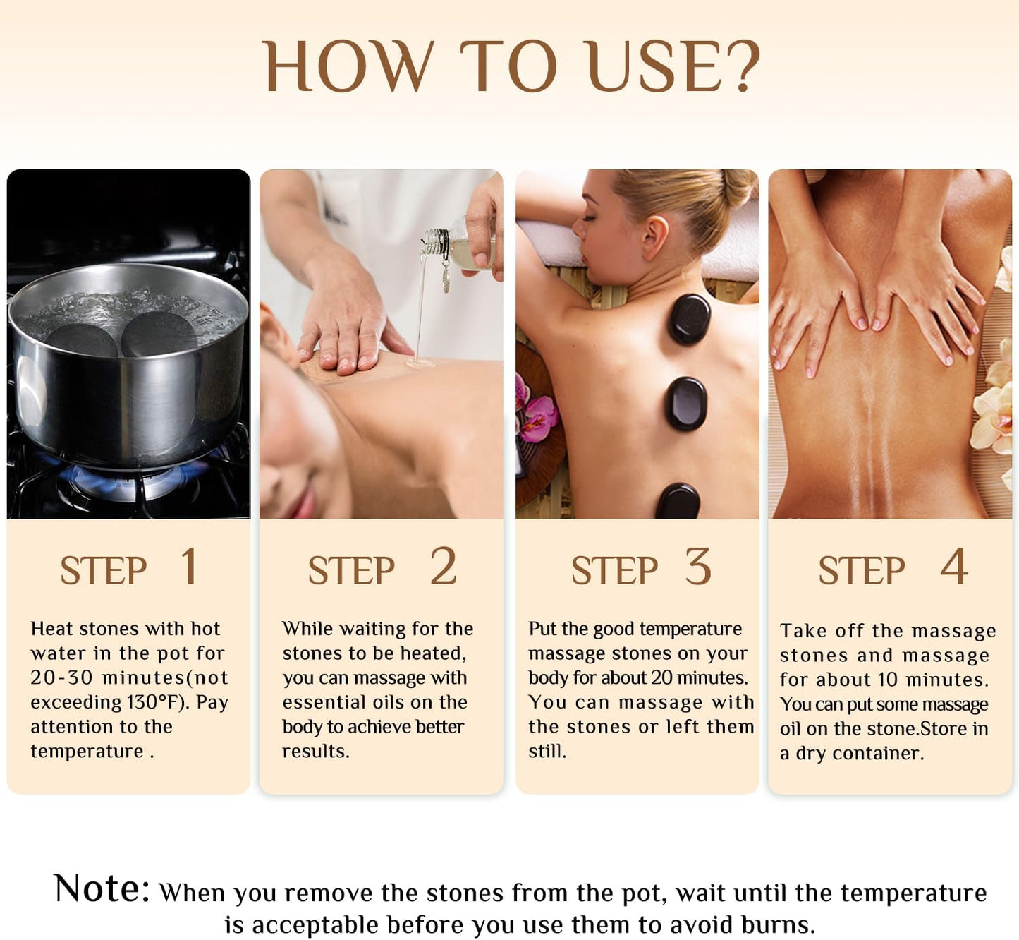 Hot Stones Massage Set - 6 Essential Basalt Hot Stones Massage Kit, Hot Rocks Massage Stones for Professional or Home SPA, Relaxing, Healing, Pain Relief