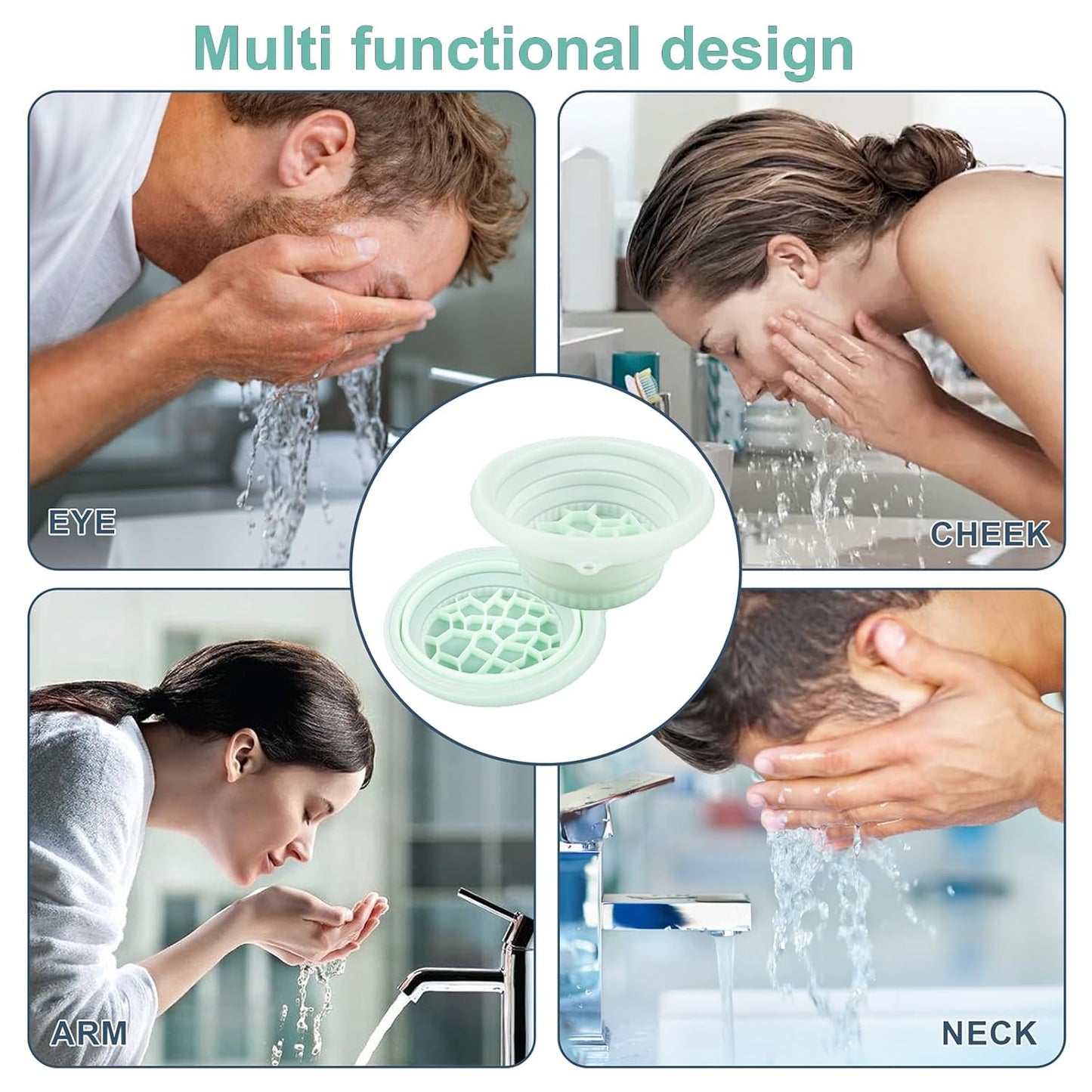 Ice Bowl for Face Ice Bath Kit Foldable Ice Bath Face with Reusable Cubes Washbowl Facial Mixing Bowl, Green
