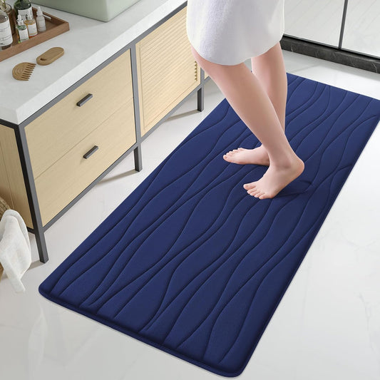 Buganda Memory Foam Bathroom Rug Mat 44x24, Extra Soft and Absorbent Bath Mats, Non-Slip and Machine Washable Bath Rugs for Bathroom Floor,Tub and Shower, Navy