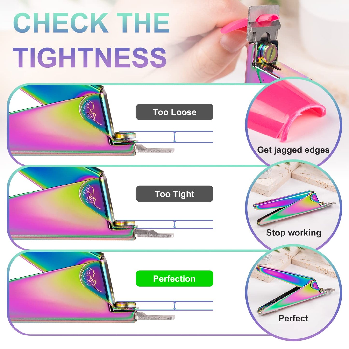 Chameleon Premium Nail Clippers with Magnets Sizers for Acrylic Nails, Artificial Fake Nail False Nail Tip Cutter Trimmer Manicure Pedicure Sharp Blade Clip Tool For Salon Home Art Beauty