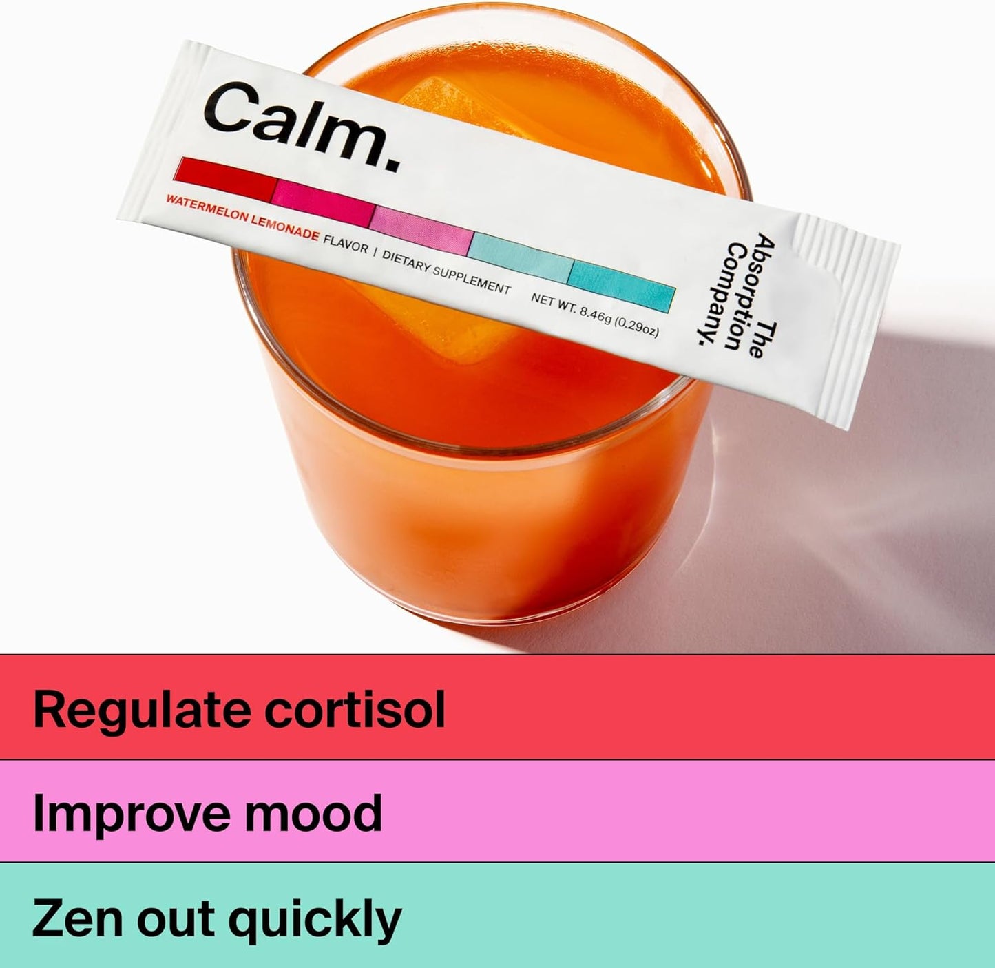 Calm Drink Mix - Relaxation Aid with Magnesium, Ashwagandha, L-Theanine, & Vitamin D - Supports Cortisol Regulation and Mood for Men & Women - Watermelon Lemonade Flavor 14 Sticks