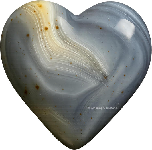 Amazing Gemstone Dendrite Agate Crystal Heart Palm Stone - Pocket Massage Worry Stone for Natural Body Chakra Balancing, Reiki Healing and Crystal Grid