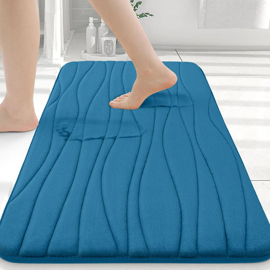 Buganda Memory Foam Bathroom Rug Mat 30x20, Extra Soft and Absorbent Bath Mats, Non-Slip and Machine Washable Bath Rugs for Bathroom Floor,Tub and Shower, Peacock Blue