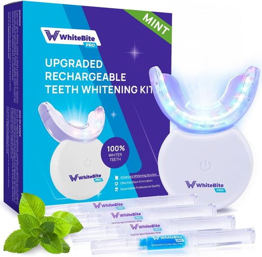 Whitebite Pro Teeth Whitening Kit for Sensitive Teeth – LED Light + 35% Carbamide Peroxide Gel + Remineralizing Gel | Premiuml-Grade Results at Home