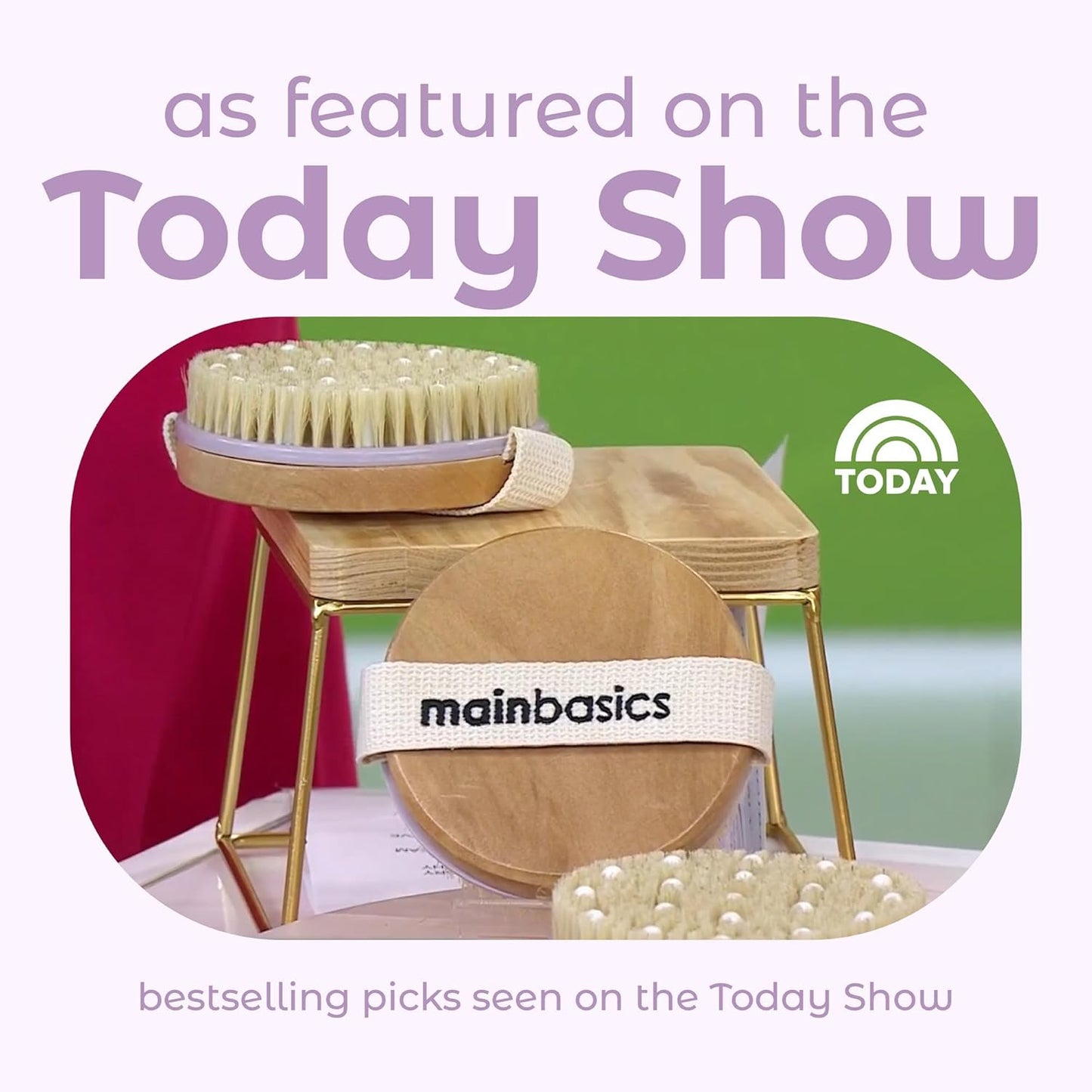 MainBasics Dry Brushing Body Brush for Lymphatic Drainage, Dry Skin, Cellulite, Blood Circulation with Exfoliating Natural Bristles and Massage Nodes for Flawless Skin