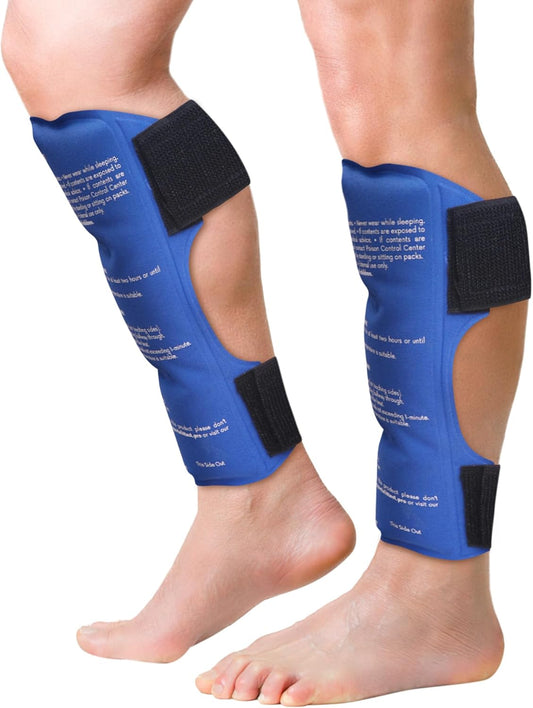 Shin Splint Ice Packs (XL Set of 2) Reusable Hot and Cold Therapy Wrap | Leg or Calf Pain Relief | Advanced Soft Gel Technology | Freezable and Microwavable | Running Injuries & Recovery