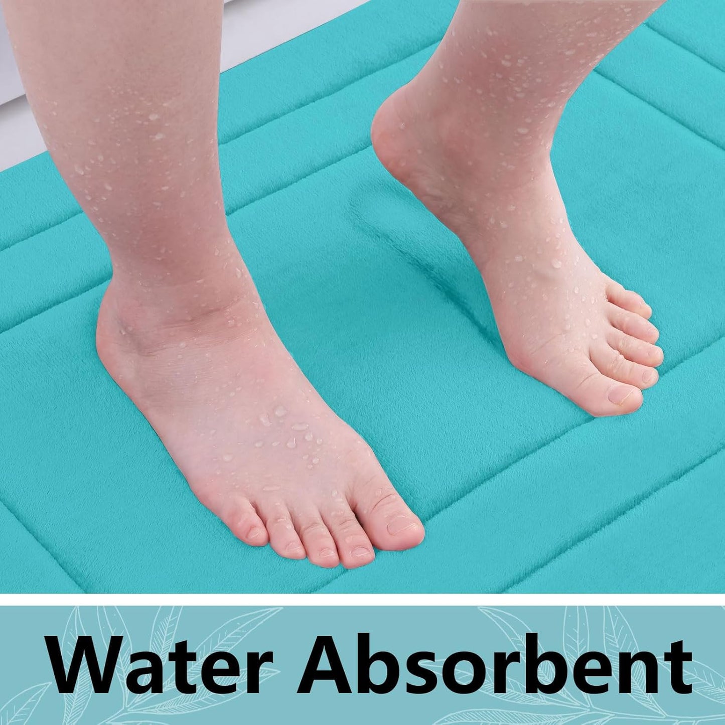 Arotive Memory Foam Bathroom Rug Mat 47x24, Ultra Soft and Absorbent Bath Mat, Machine Wash Dry, Comfortable Bath Rug Carpet for Bathroom Floor, Tub and Shower, Teal