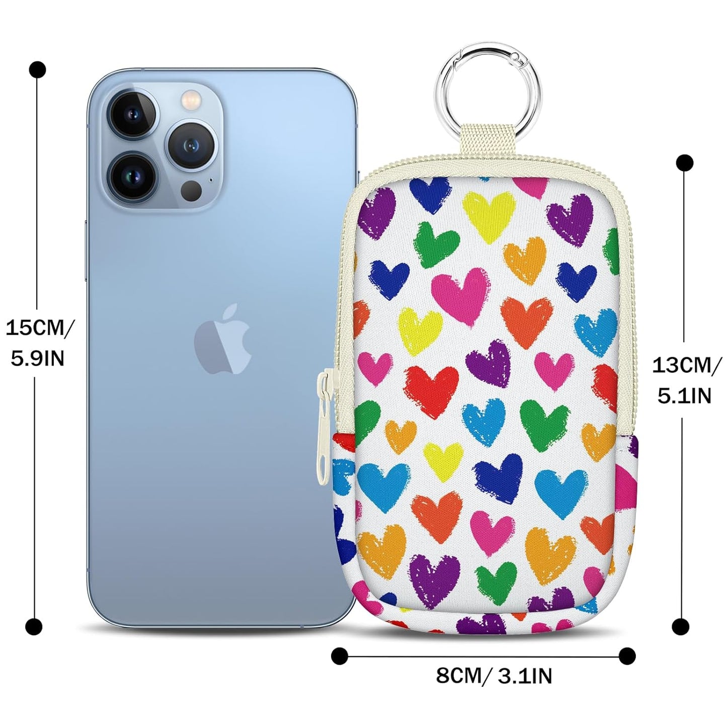 Love Heart Hand Sanitizer Spray Case, Hand Sanitizer Holder Zippered Pouch, Cute Fashion Accessory with Snap Hook for Glow Mist and Power Mist 1FL OZ