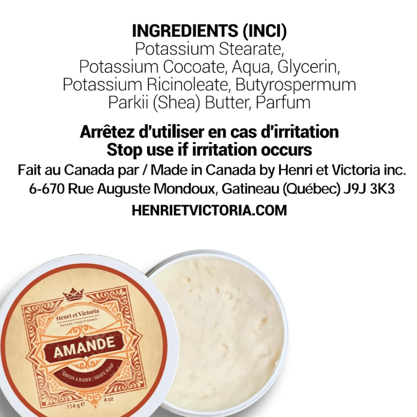 Traditional Shaving Soap For Men | Amande Fragrance | Smooth Shave, Lathers Up Nicely, Long-Lasting Scent | Canadian Made by Skilled Artisan 114 g (4 oz)