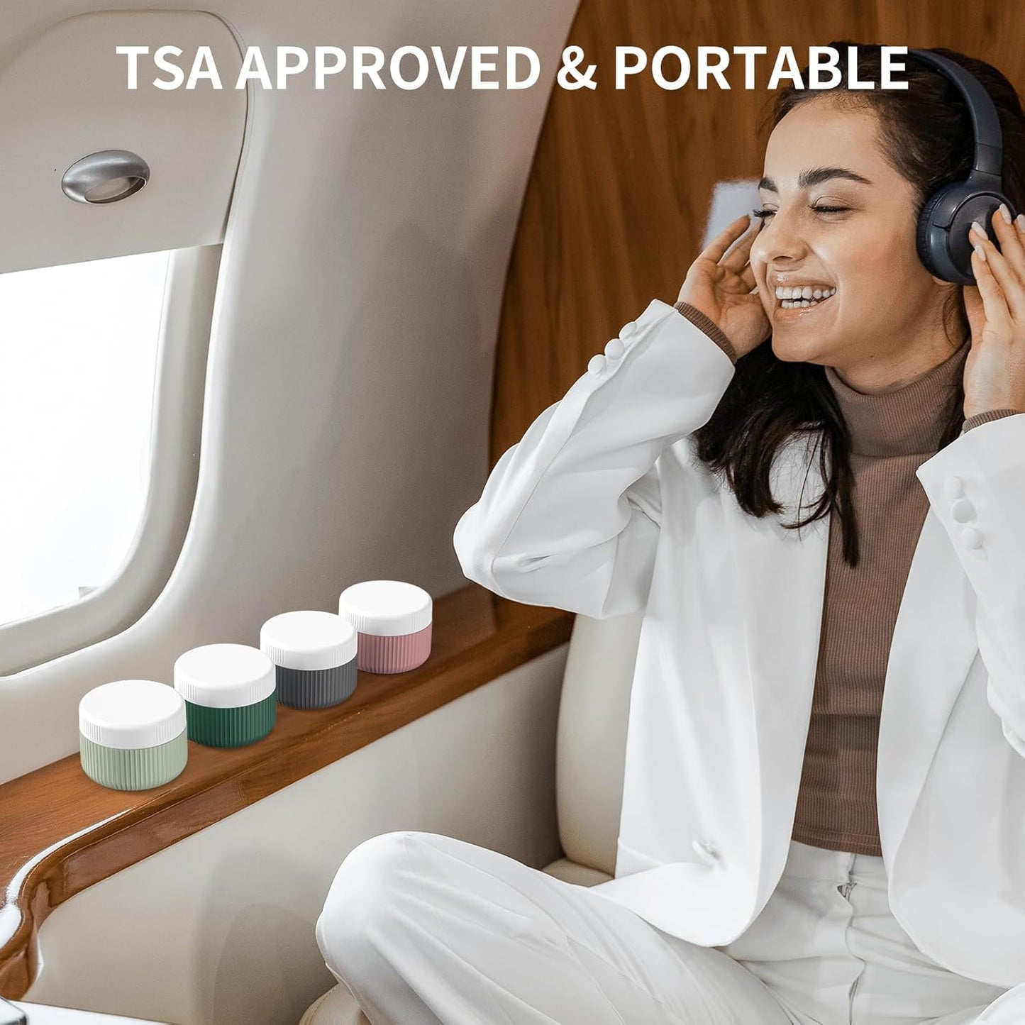 ME.FAN Travel Containers for Toiletries, TSA Approved 1.5 oz Silicone Cream Jars, Leak-proof Journey Containers, Trip Accessories with Lid for Cosmetic Face Hand 4 Pack White Lid - Morandi