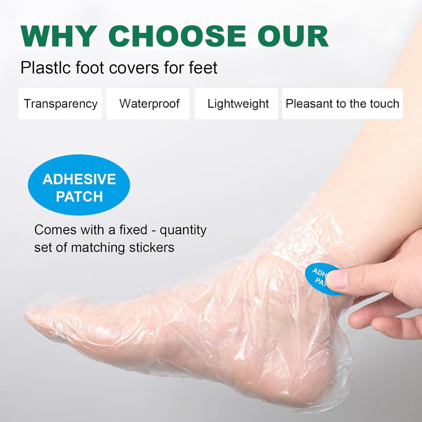 300PCS Disposable Foot Covers for Feet Moisturizer Socks - Plastic Foot Covers Extra Large Size for Pedicure, Moisturizing & Paraffin Wax Treatments, Spa Socks Designed for Foot Care