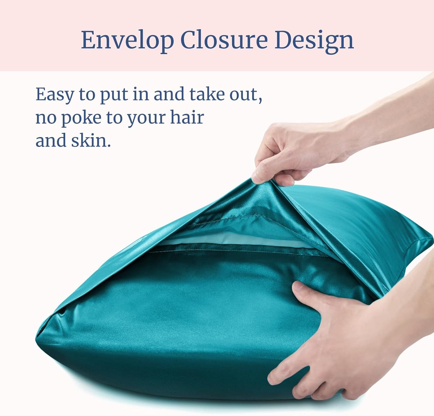BEDELITE Satin Pillowcase for Hair and Skin, Super Soft Similar to Silk Pillow Cases 4 Pack with Envelope Closure, Cooling Pillowcases for Women Men (20"x26" Standard Size, Teal)