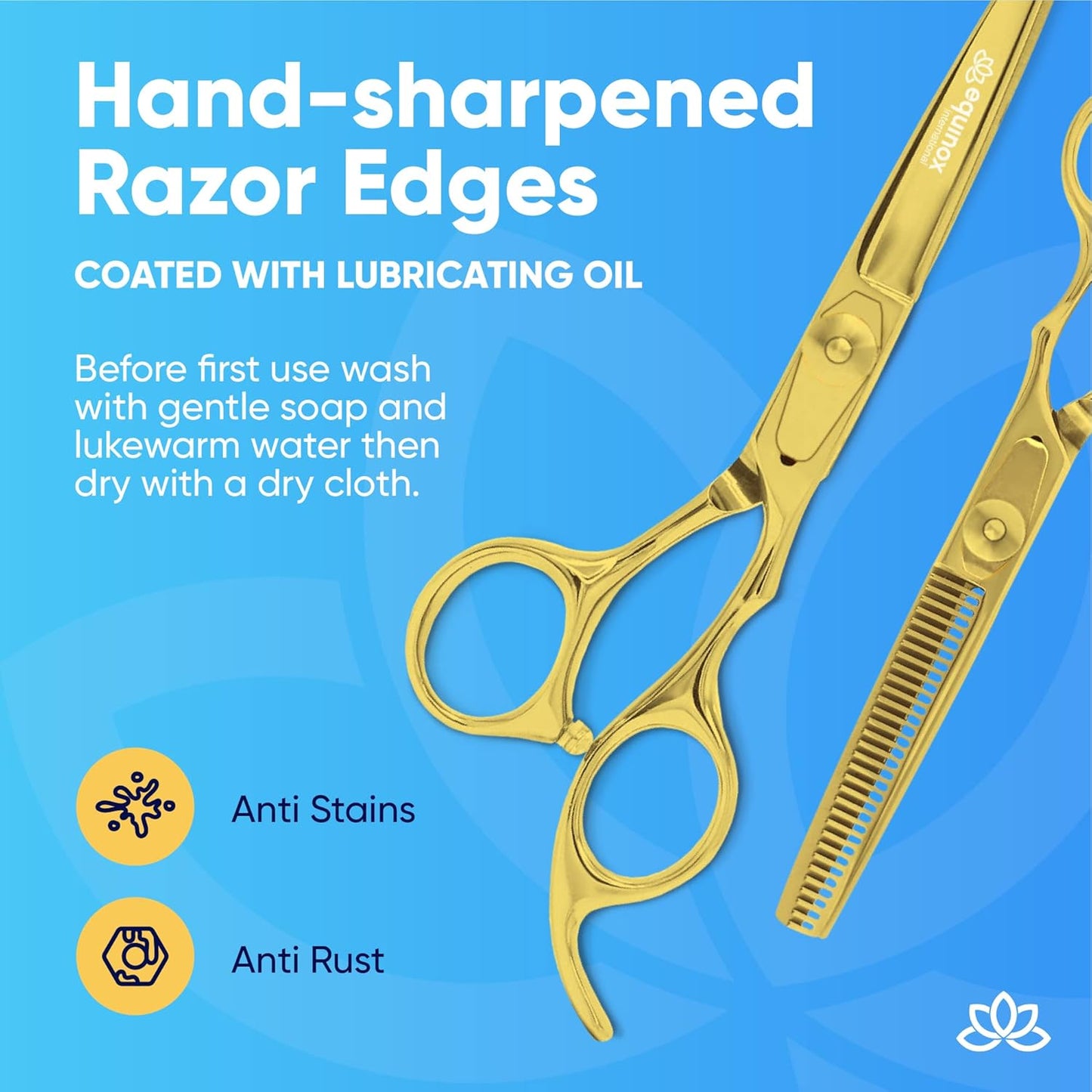 Equinox Professional Barber Scissors Set - Includes Scissors & Thinning Shears for Hair Cutting & Grooming, Japanese Stainless Steel Barber Accessories