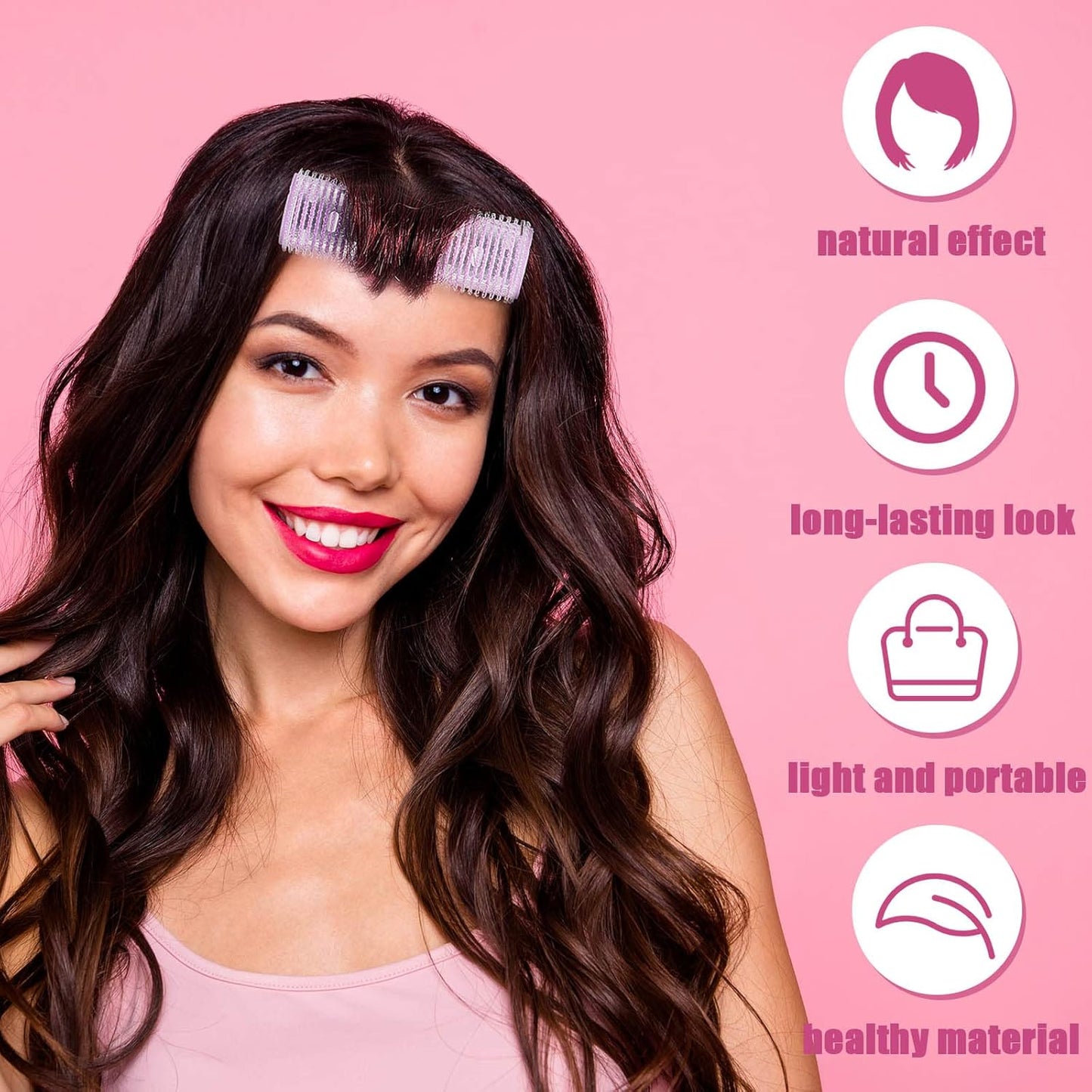 WILLBOND 8 Pcs Long Hair Rollers for Bangs Aluminum Core Curlers Thermal 4.1 x 1.2 Inch Self Grip Roller for Long and Medium Jumbo Hair Women Hairstyle