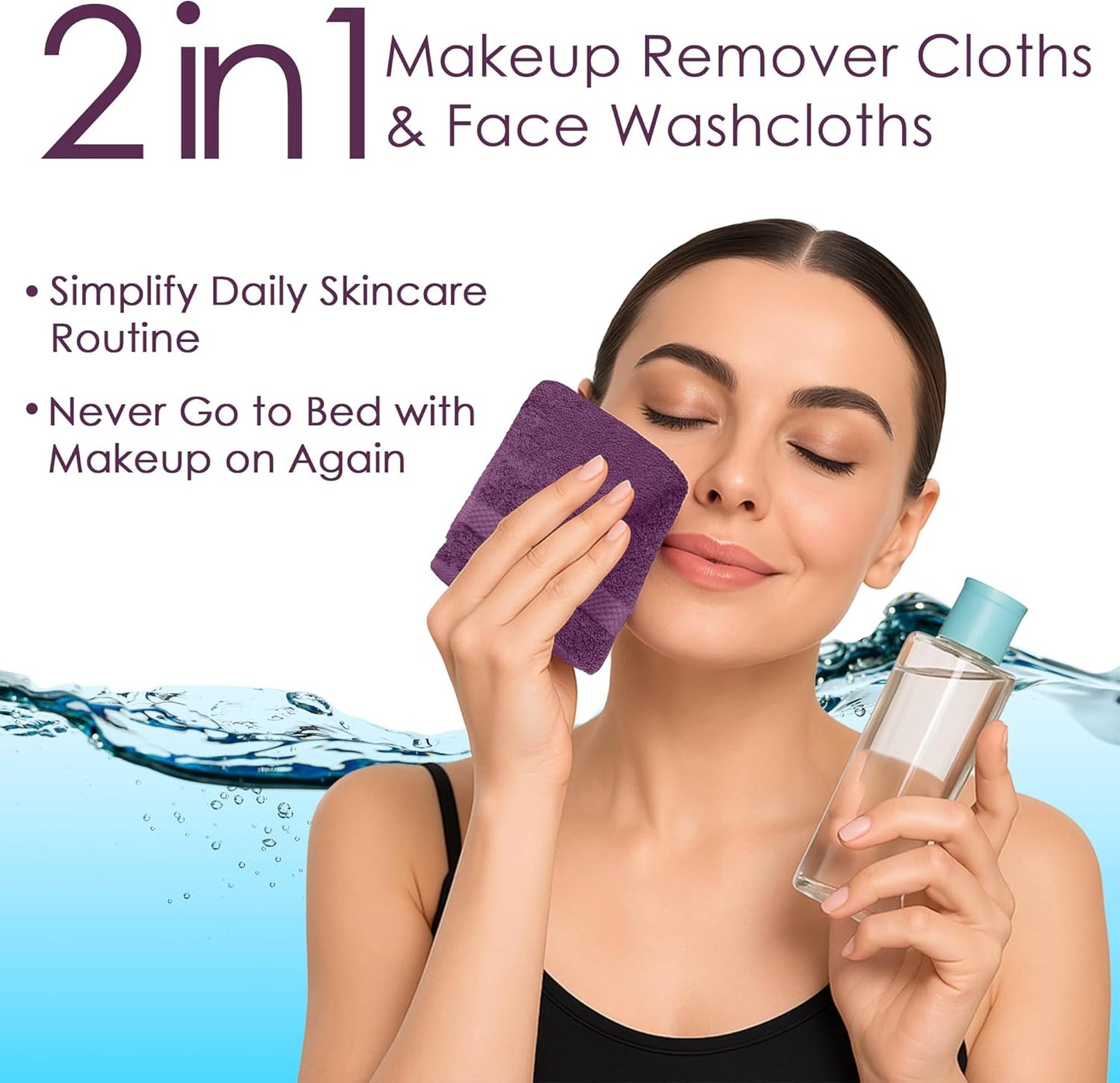 DAN RIVER 12-Pack Premium 100% Cotton Purple Passion Face Towels – Reusable Face Towel Set, Soft & Absorbent Rags for Bathroom & Body – Hand and Face Towels, 550 GSM (12x12 in)