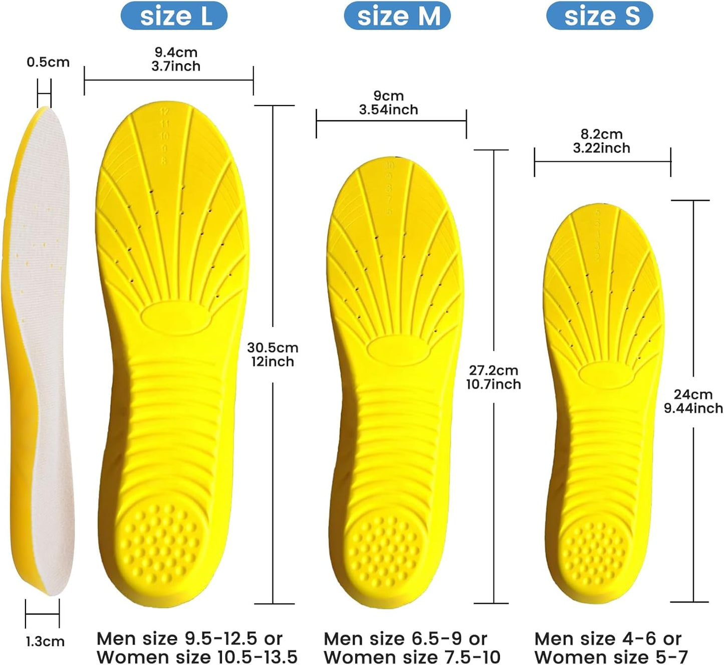 Shoe Insoles, Memory Foam Insoles, Providing Excellent Shock Absorption and Cushioning for Feet Relief, Comfortable Insoles for Men and Women for Everyday Use, L [US M: 9.5-12.5/W: 10.5-13.5]