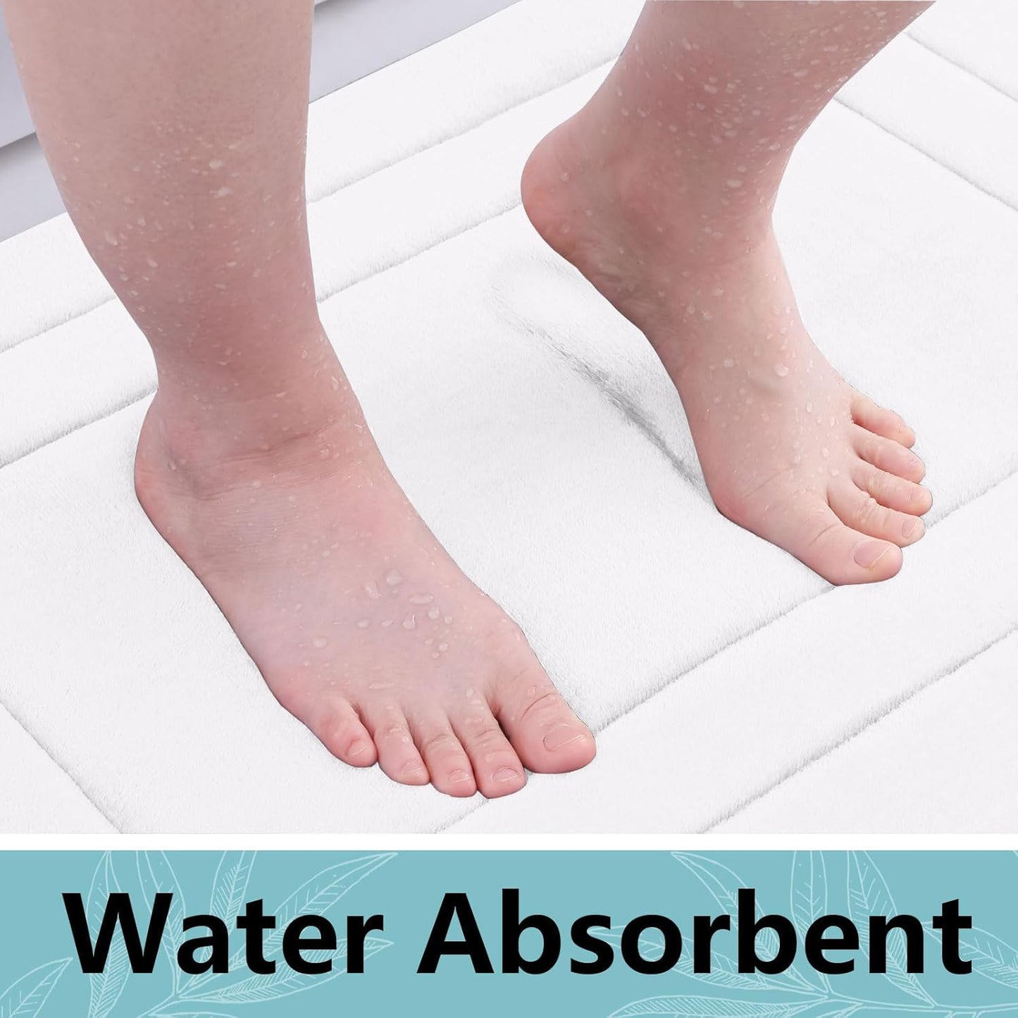 Arotive Memory Foam Bathroom Rug Mat 47x17, Ultra Soft and Absorbent Bath Mat, Machine Wash Dry, Comfortable Bath Rug Carpet for Bathroom Floor, Tub and Shower, White