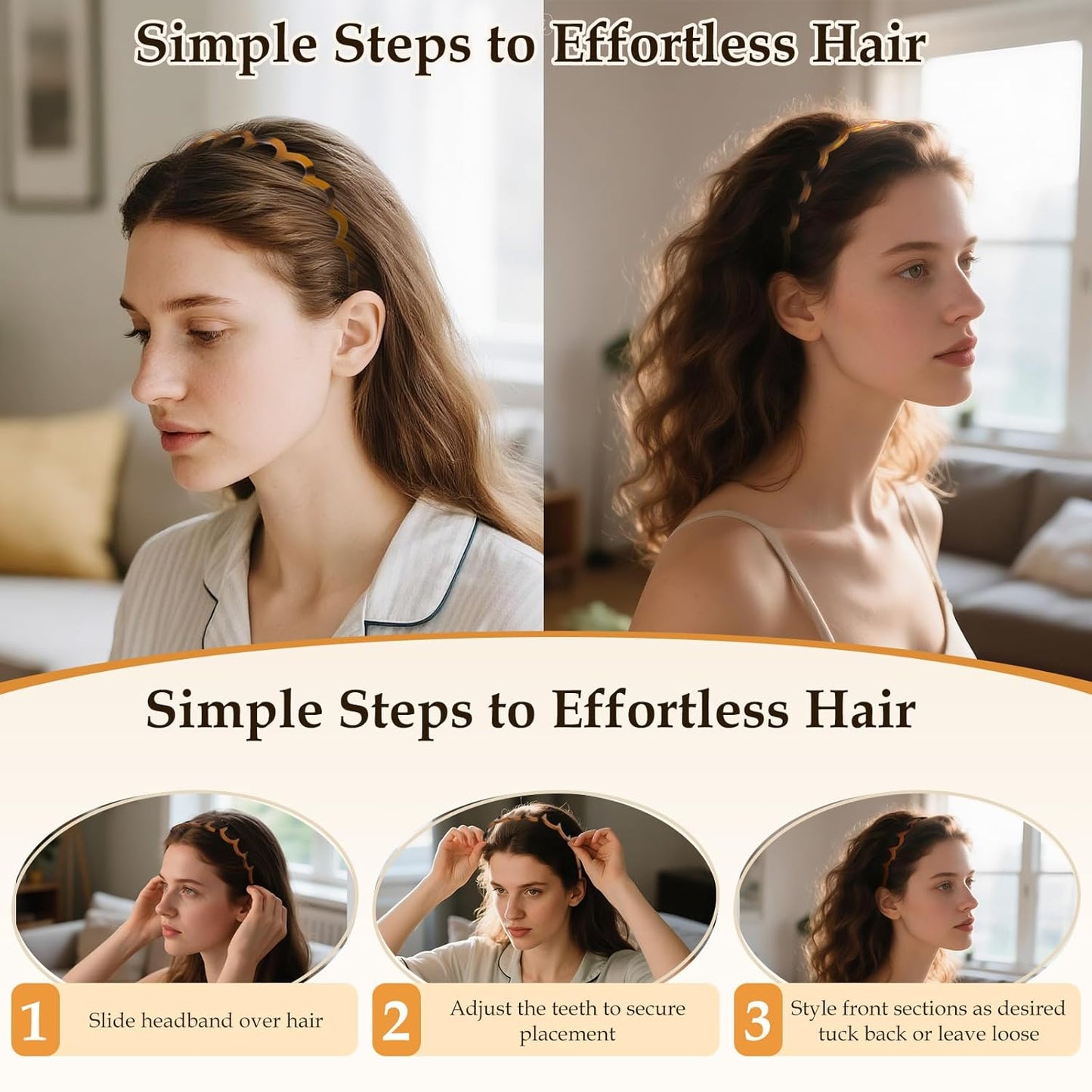 5Pcs U Shape Fashion Tooth Hair Comb Headband, High Cranium Head Bands for Women's Hair, Wavy Teeth Hairs Hoop, Vintage High Cranium Hairband for Women (5Pcs Mix, One Size)