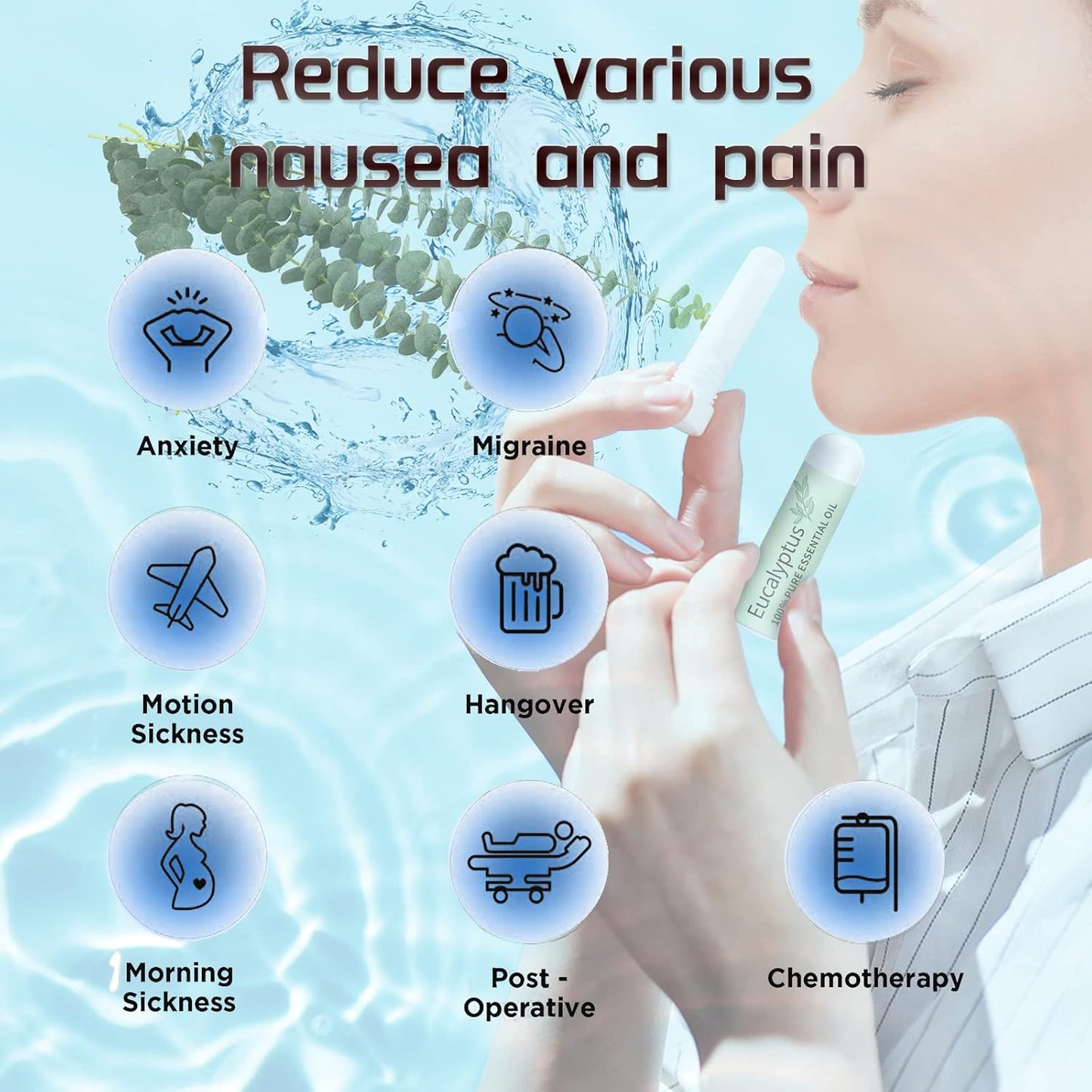 Hion Nausea Relief Inhaler-Mint and Eucalyptus, 100% Natural Essential Oils Inhalers