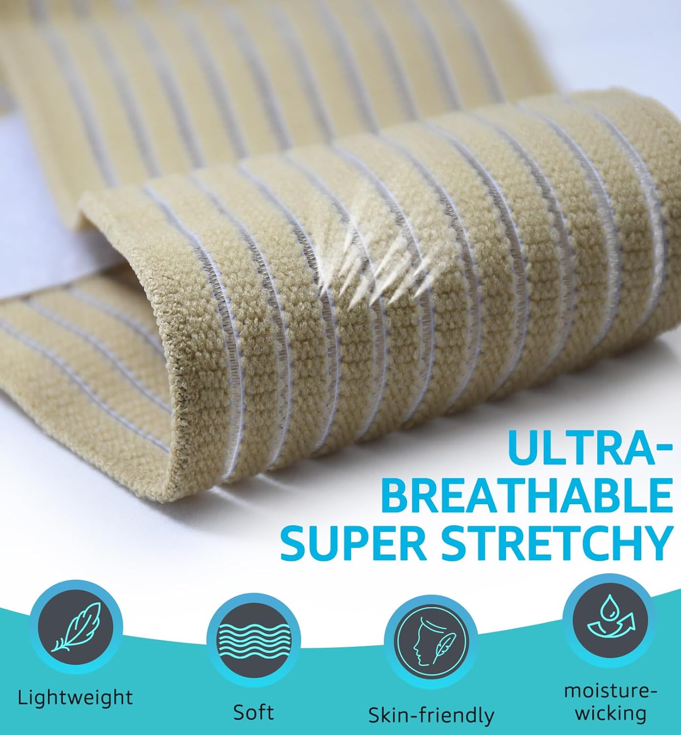 Compression Wrist Bands (2 PCS), High-Elastic Straps Wrist Wraps Wrist Brace for Sports Weightlifting Tennis Basketball Tendonitis Carpal Tunnel Arthritis - Breathable Fabric (Beige)