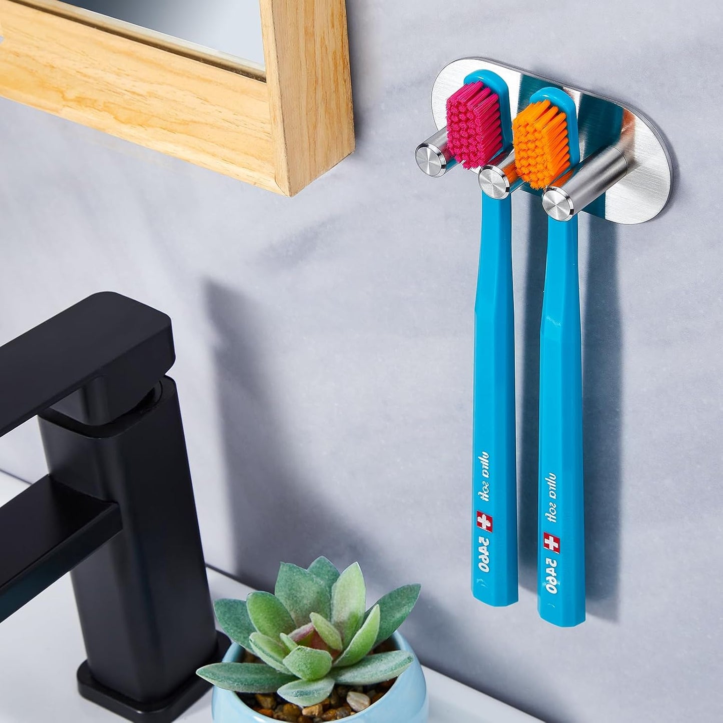 Electric Toothbrush Head Holder for Bathroom Shower, Toothbrush Holders Wall Mounted, Tooth Brushing Holder, Self Adhesive Toothbrush Storage Organizer Toothbrush & Razor Holder (Small)