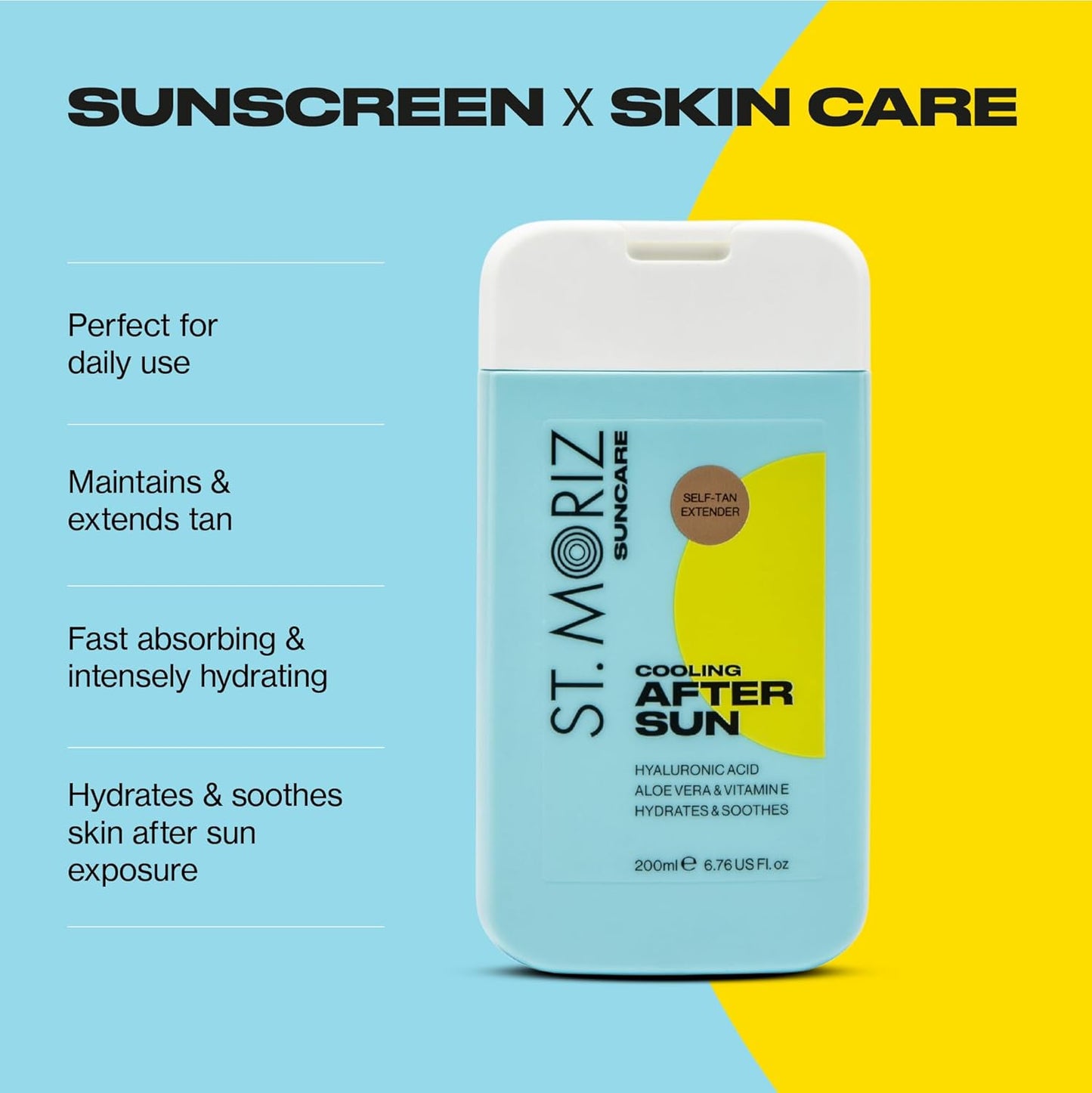 St Moriz Suncare Cooling After Sun Body Lotion with Self Tan Extender | After Sun Care Cooling Body Moisturiser with Hyaluronic Acid, Aloe Vera & Vitamin E | Vegan | 6.76 Fl. Oz