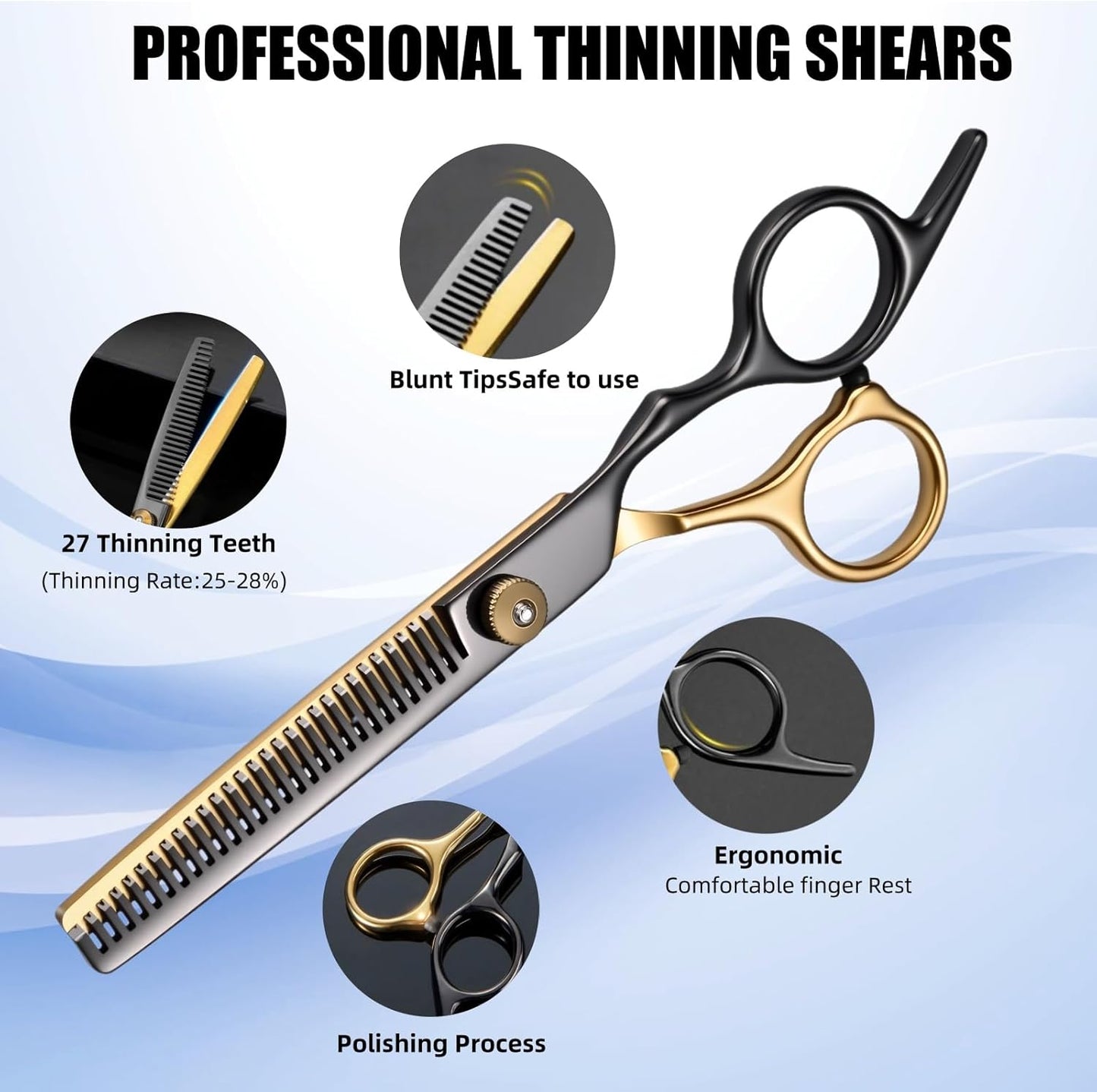 13 PCS Hair Cutting Scissors Shears Kits，Professional Haircut Scissors Kit with Cutting Scissors，6.5 Inches Hair Cutting Scissors Kit for Men/Women/Kids/Salon & Home