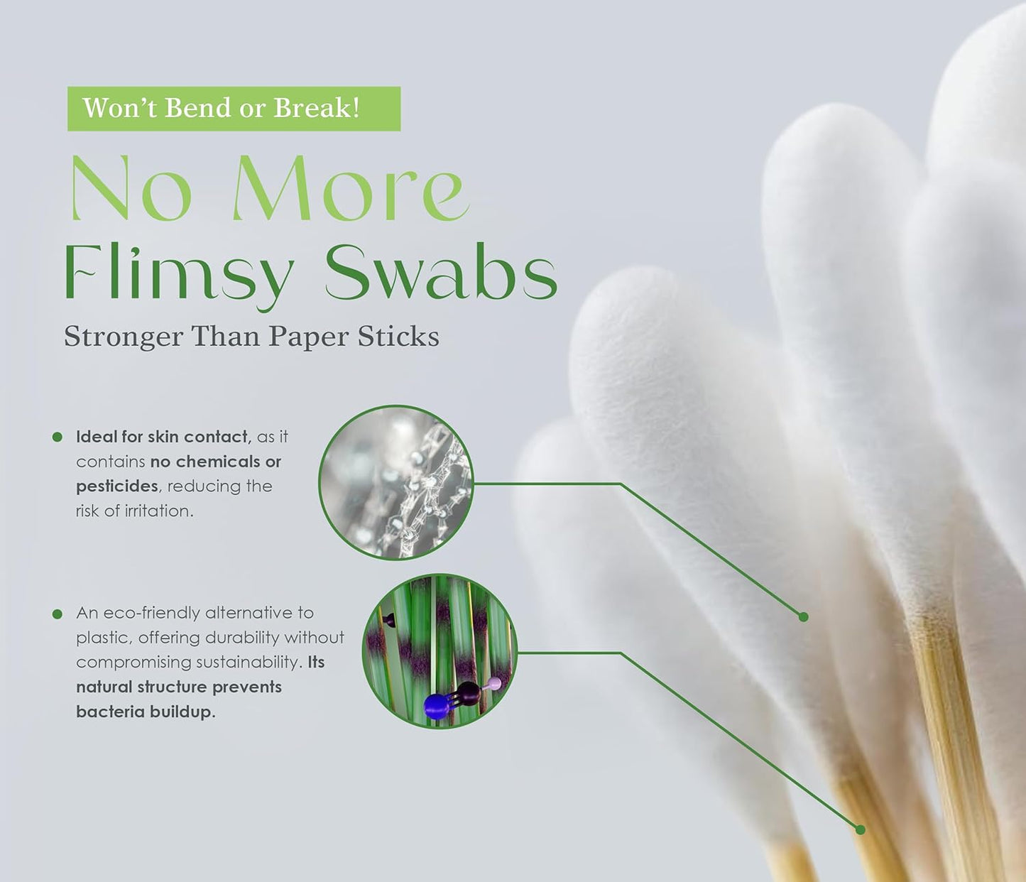 Bamboo Cotton Swabs – Eco-Friendly Cotton Swabs for Personal Care – Biodegradable Cotton Buds for Zero Waste Personal Care – Plastic-Free Cotton Swabs for Makeup, Hygiene & Beauty (500 Count)