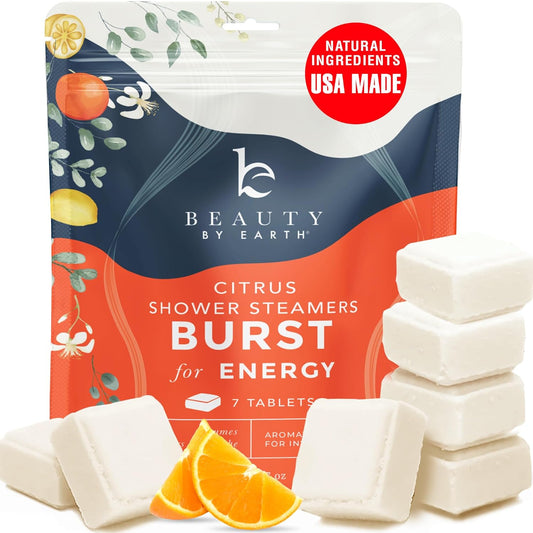 Shower Steamers Aromatherapy - USA Made with Natural Ingredients & Citrus Essential Oil, Long Lasting Shower Bombs for Energy Boost, Gift Set for Women & Men, Spa Gifts & Shower Accessorie