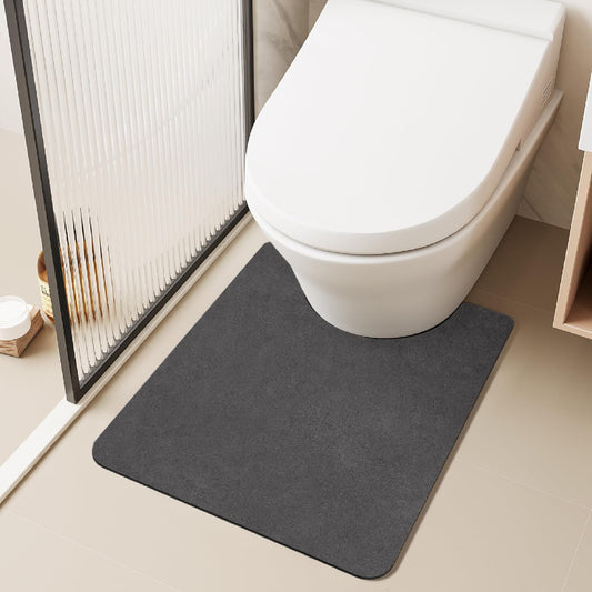 Toilet Rug, Thin Toilet Rugs U Shaped Washable Non Slip Absorbent Quick Dry Low Pile Toilet Mat, 20"x24" U Shape Dark Grey