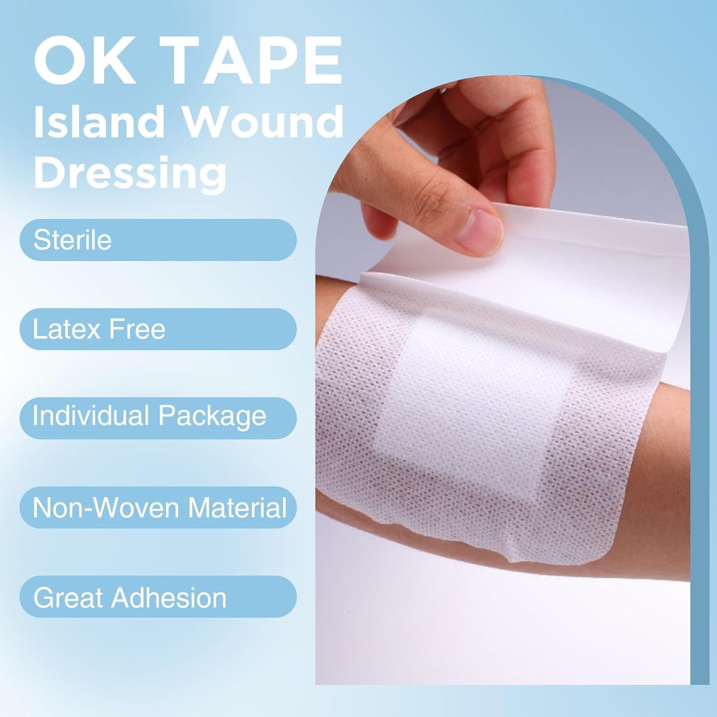 OK TAPE Bordered Gauze Island Dressing 4"x4",25 Count Wrapped Gauze Pads,Non-Woven Sterile Wound Dressing with Highly Absorbent Pad,Soft and Breathable Bandages for Wounds, First Aid