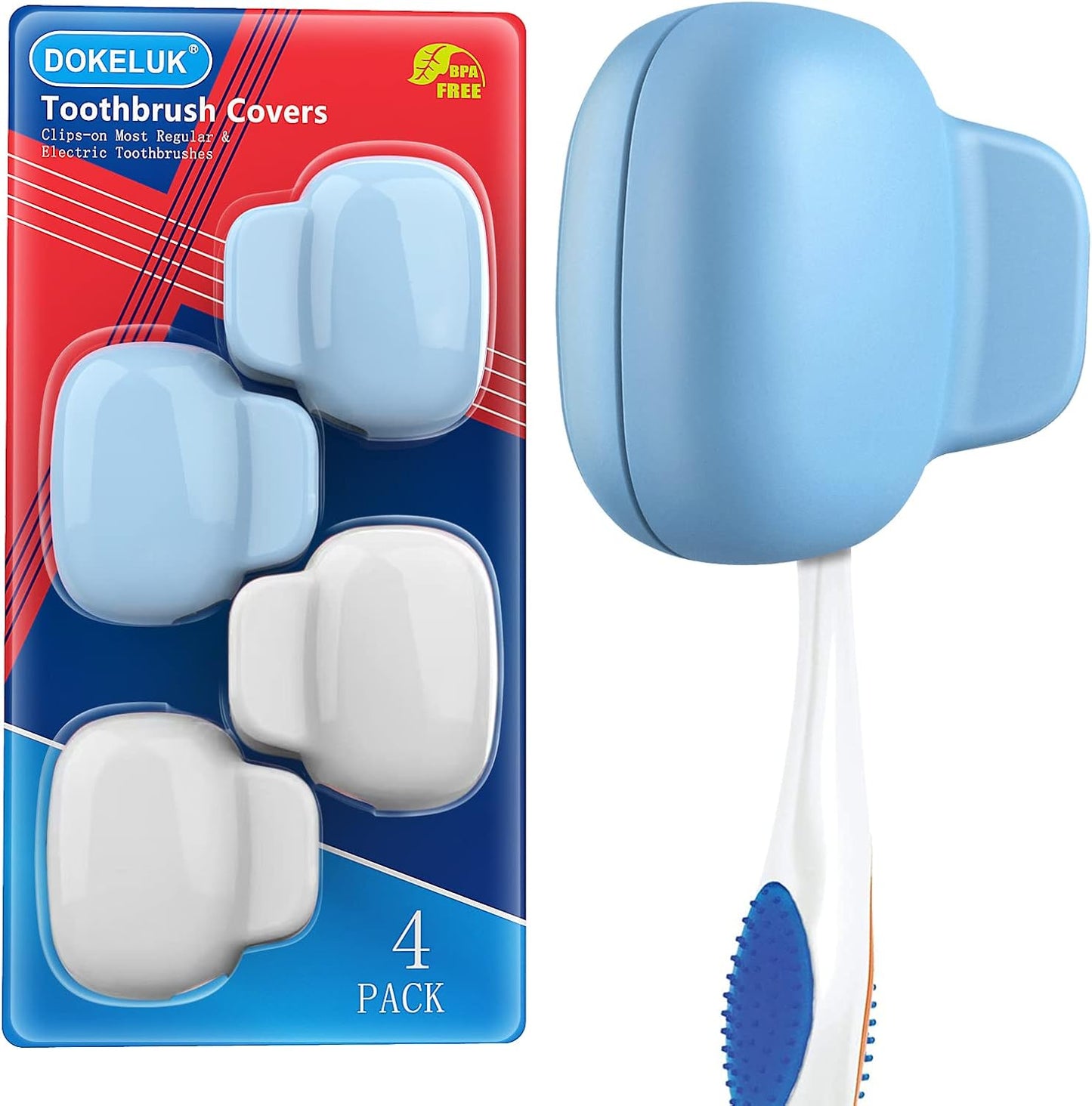 Toothbrush Covers Caps Family Pack:Tooth Brush Coveres Travel Case Protector Plastic Clip for Household Travel, Fits Electronic and Manual Toothbrushes for Adults Kids (Blue-W)