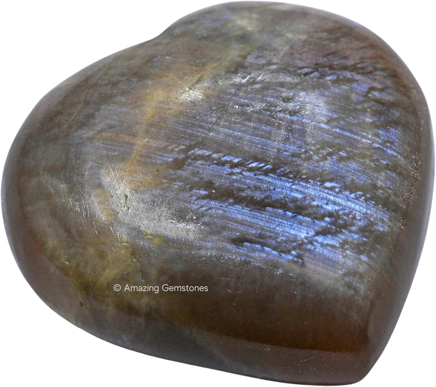 Amazing Gemstone Sun Moonstone Crystal Heart Palm Stone - Pocket Massage Worry Stone for Natural Body Chakra Balancing, Reiki Healing and Crystal Grid