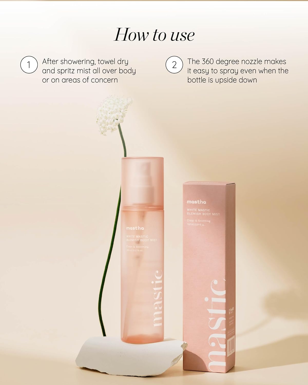 MASTINA White Mastic Cooling Body Mist (5.1fl oz), Hydrating & Brightening Body Spray with Fermented Mastic, Soothing Treatment for Sensitive or Sun-Exposed Skin, Korean Body Skincare