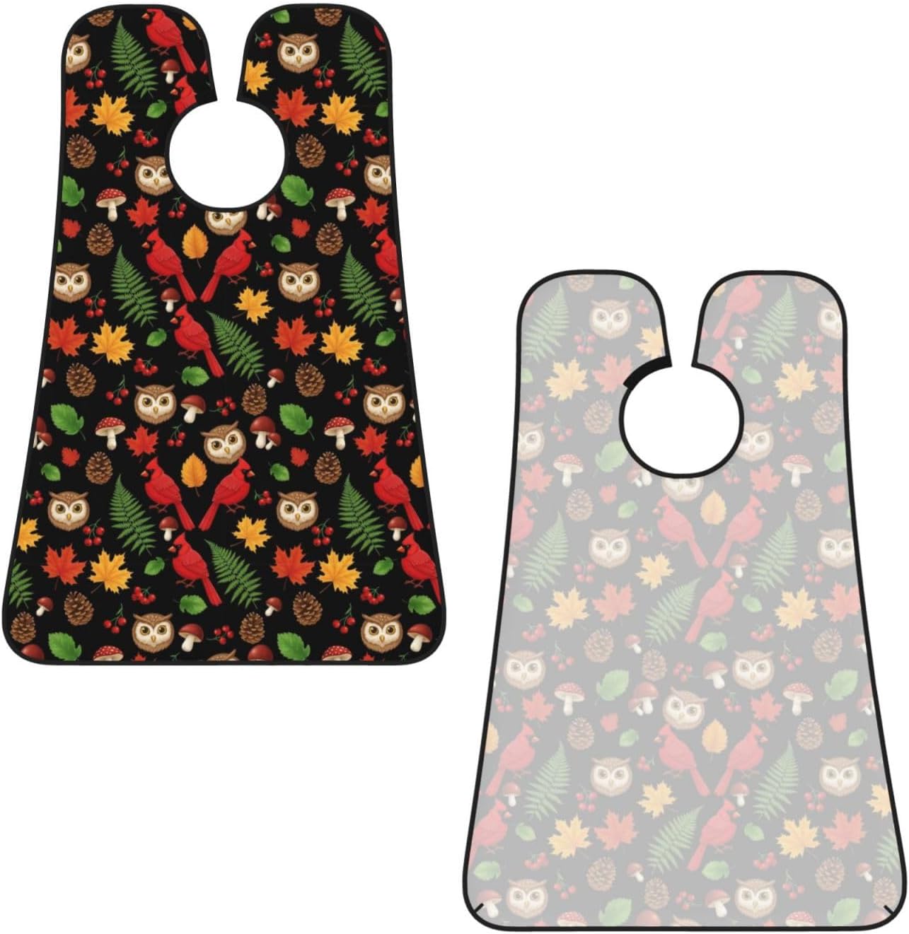 Non-Stick Beard Shaving Bib, Hair Catcher Apron with Suction Cups, Waterproof Grooming Tool for Men Husband, Christmas Red Birds Owl Autumn Fall Leaves Mushrooms Shave Bib