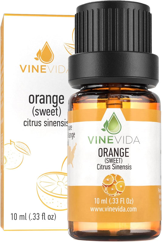 VINEVIDA Orange Sweet Essential Oil - Undiluted Orange Oil - DIY Candle Scents for Candlemaking - 10 mL Safe for Skin
