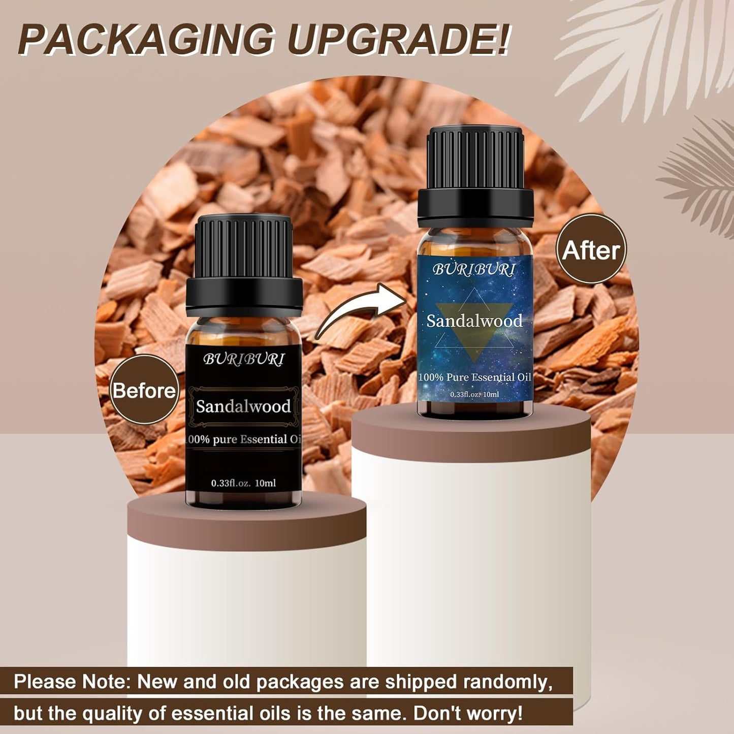 BURIBURI Sandalwood Oil Essential and Vanilla Essential Oil Gift Set, 100% Pure, Undiluted, Natural, Organic Aromatherapy Essential Oils 10ML