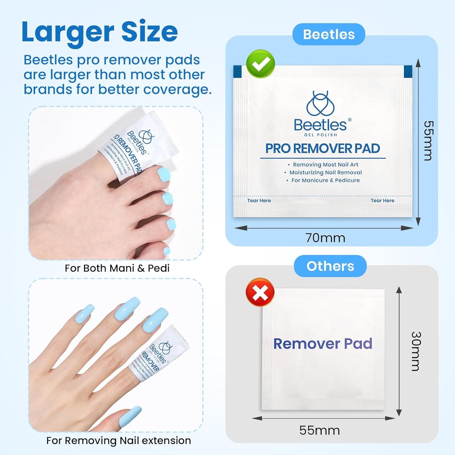 Beetles Gel Nail Polish Remover Kit – 150PCS Pro Remover Pads, Acetone & Vitamin Formula, Cuticle Oil, Alcohol Wipes and Nail Tools for Manicure Gel Polish Remover Portable Set