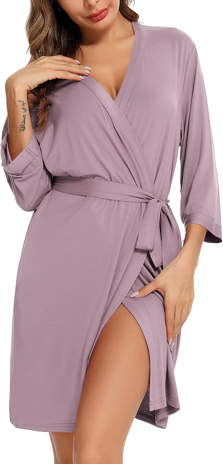 Samring Women's Lightweight Robe Soft Kimono Robes Short Bathrobe for Women Sleepwear