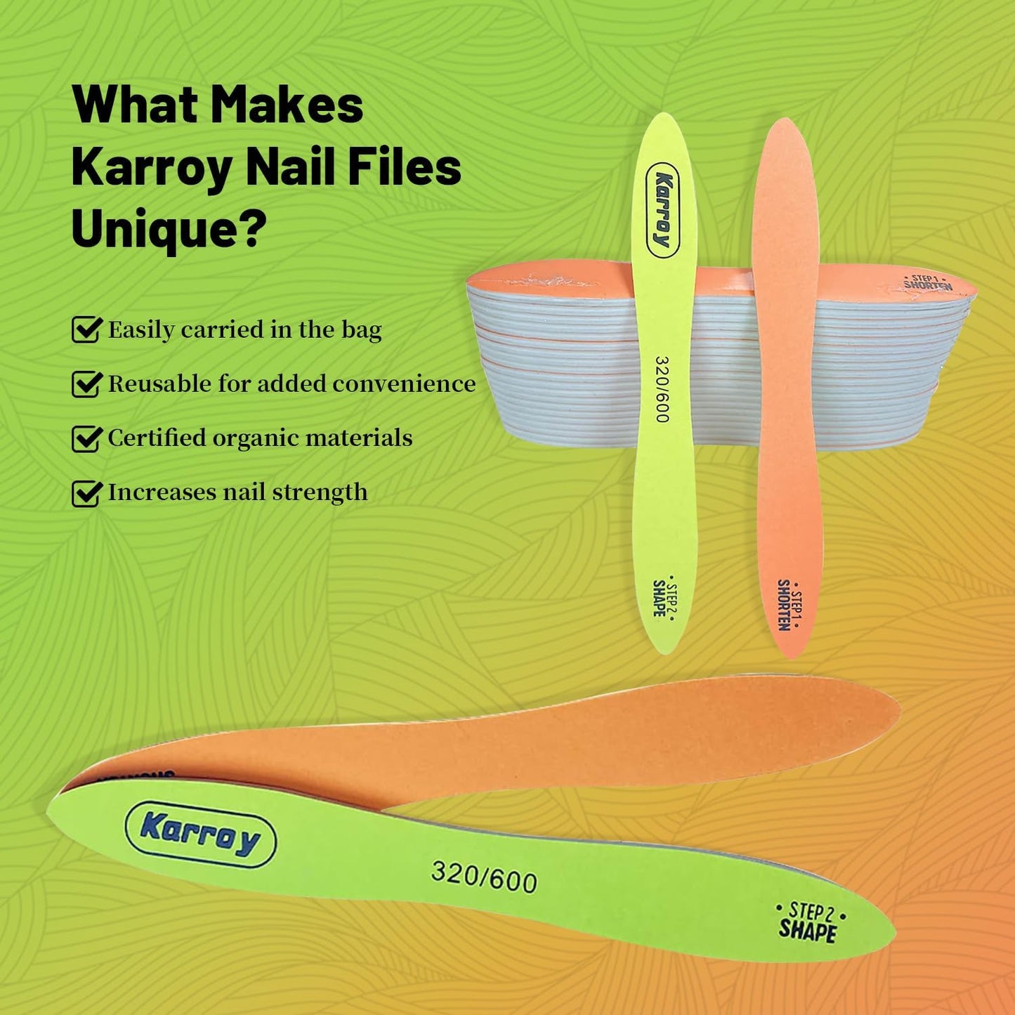 Nail Files and Buffers for Natural Nails Smooth and Polish Gel Surface 400/600/4000 Grit (20pcs Files 320/600)