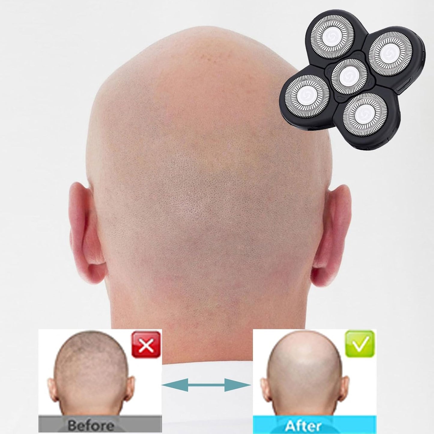 5 Blades Shaver Replacement Heads for Bald Men Easy to Clean Electric Shaver with Blade Cover