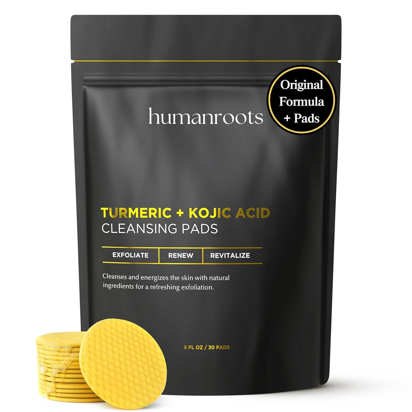 Turmeric Kojic Acid Cleansing Pads - Turmeric Face Scrub Pads with Vitamin C (30 pads), Kojic Acid and Turmeric Cleansing Pads for Exfoliation - Made With Vitamin B5