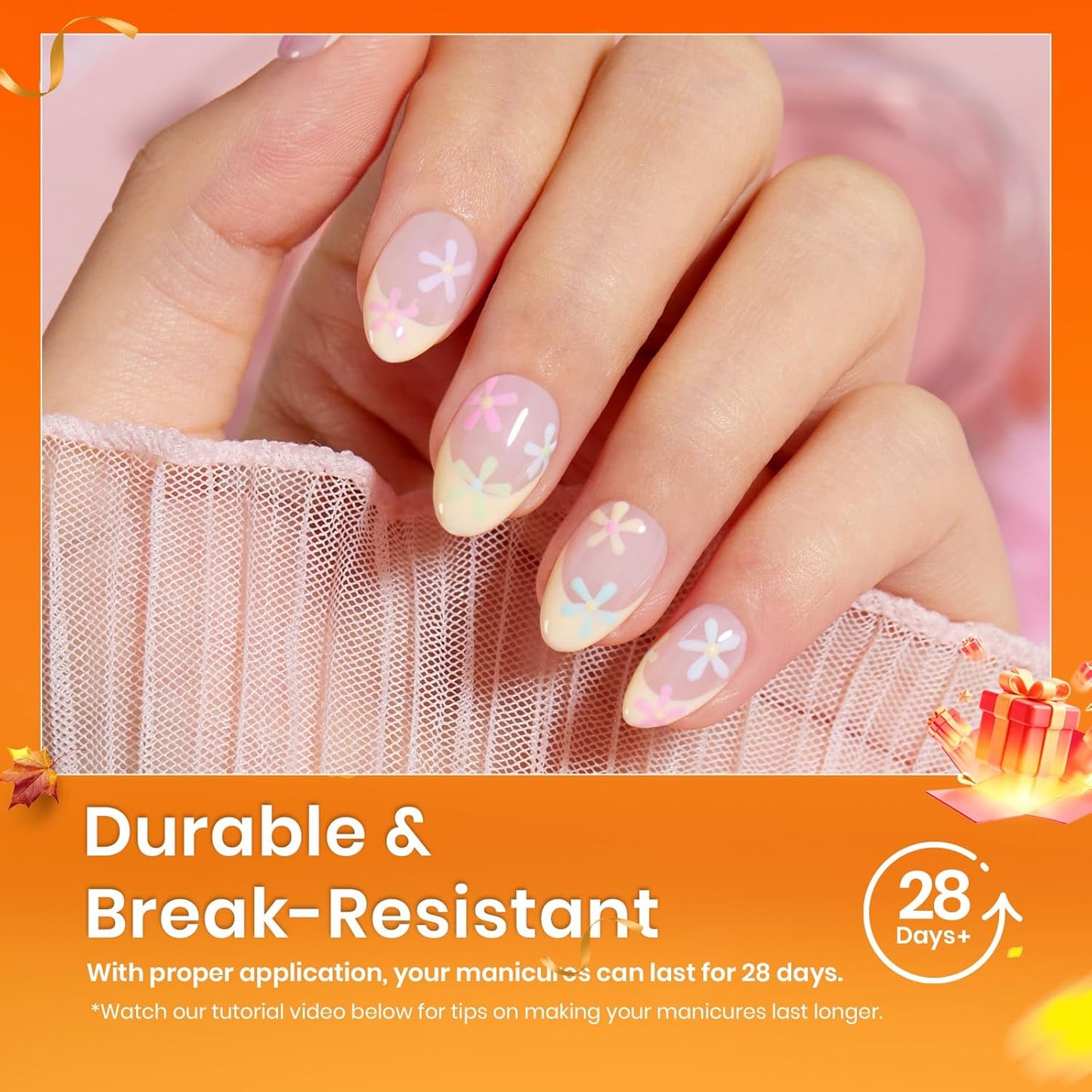 Beetles Extra Short Almond Nail Tips, 12 Sizes 288 PCS Pre-Shaped Clear Full Cover Etch Gel Nail Tips Clear Acrylic Nails Glue on Nails for Girls Women Nail Art Design,Nail Glue Needed