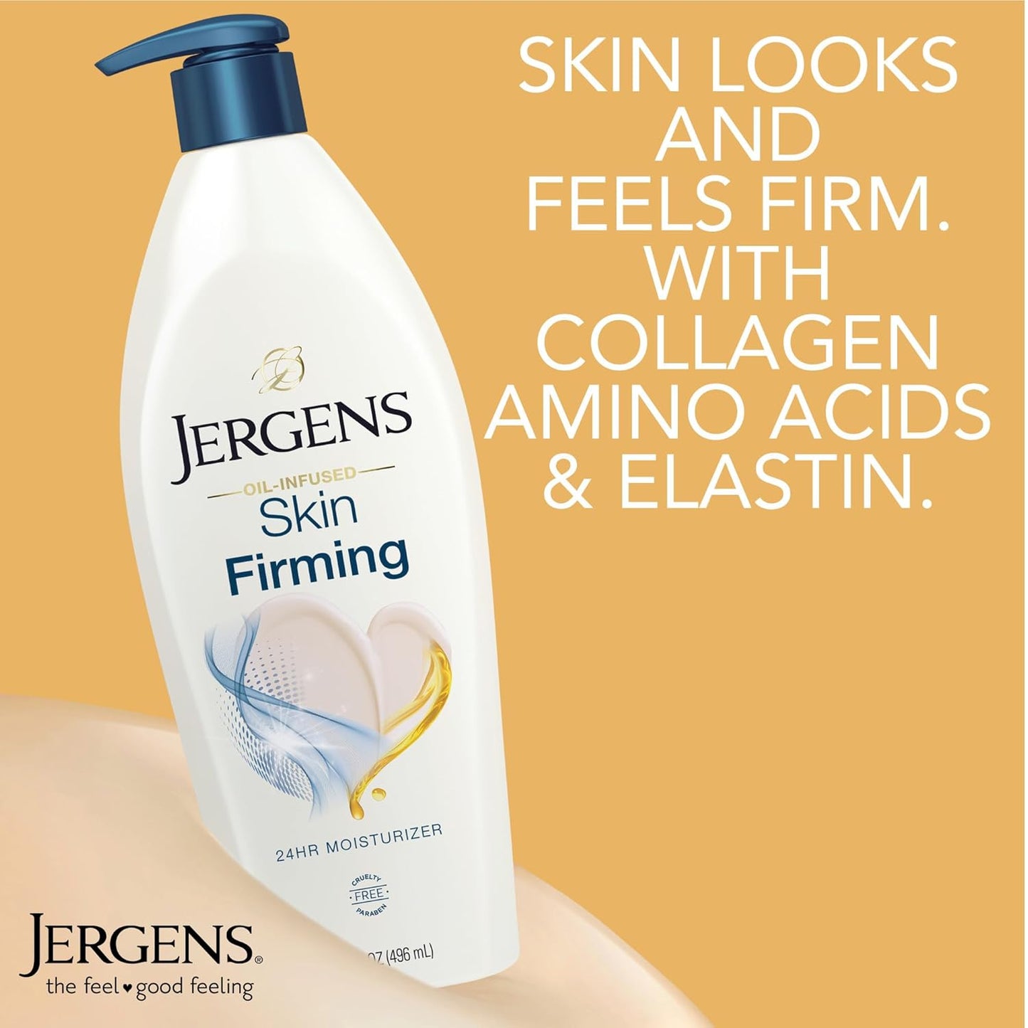 Jergens Skin Firming Body Lotion for Dry to Extra Dry Skin, Skin Tightening Cream with Collagen and Elastin, Dermatologist Tested, Hydralucence Blend Formula, 16.8 Oz, Pack of 3