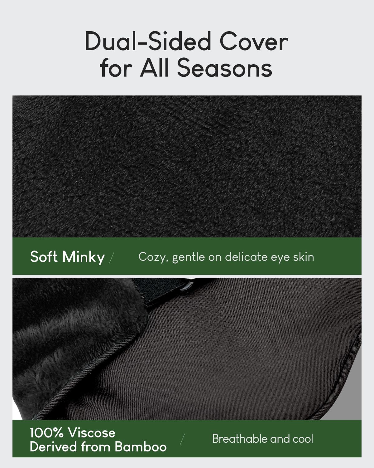 Sivio Weighted Eye Mask for Women & Men, Heatable and Freezable Weighted Eye Pillow with Silica Beads & Adjustable Strap, Soft Breathable Cotton Eye Cover for Sleeping Faster and Better, Black