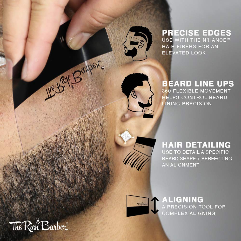 The Rich Barber N'Hance Hair Building Fiber Application Cards, 5 Pack - Hairline Line Up & Enhancement Applicator Tool - Works with All Hair Building Fibers - For Barbers & Personal Use